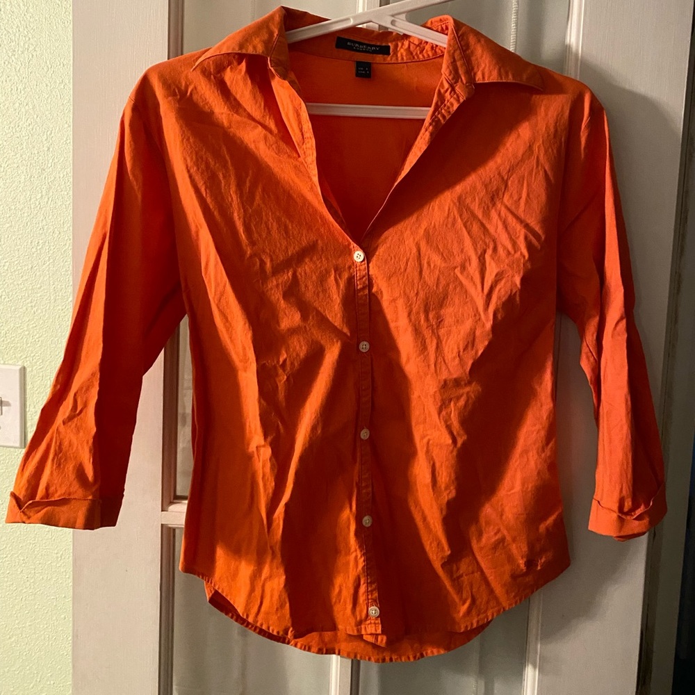 Burberry 3/4 Sleeve Button Down Blouse